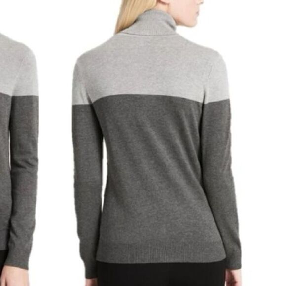 Calvin Klein two tone gray turtleneck long sleeve sweater - Picture 2 of 9
